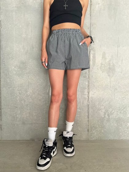 ウエストゴムストライプショートパンツ ウエストゴムストライプショートパンツ