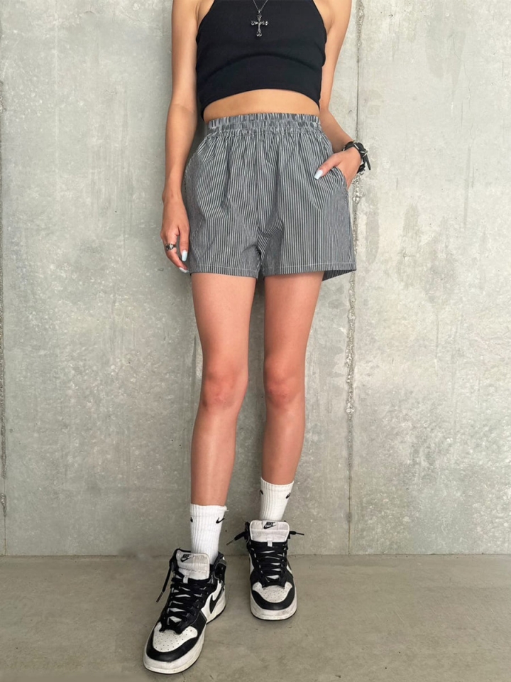 ウエストゴムストライプショートパンツ ウエストゴムストライプショートパンツ