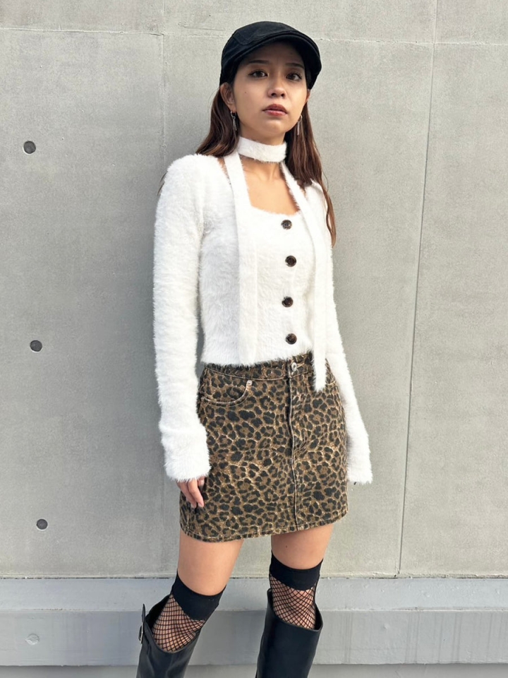 ストール付スクエアネックニットトップス– ストール付スクエアネックニットトップス–