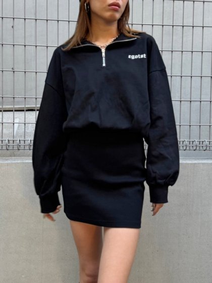 ハーフZIP裏毛ミニワンピース ハーフZIP裏毛ミニワンピース
