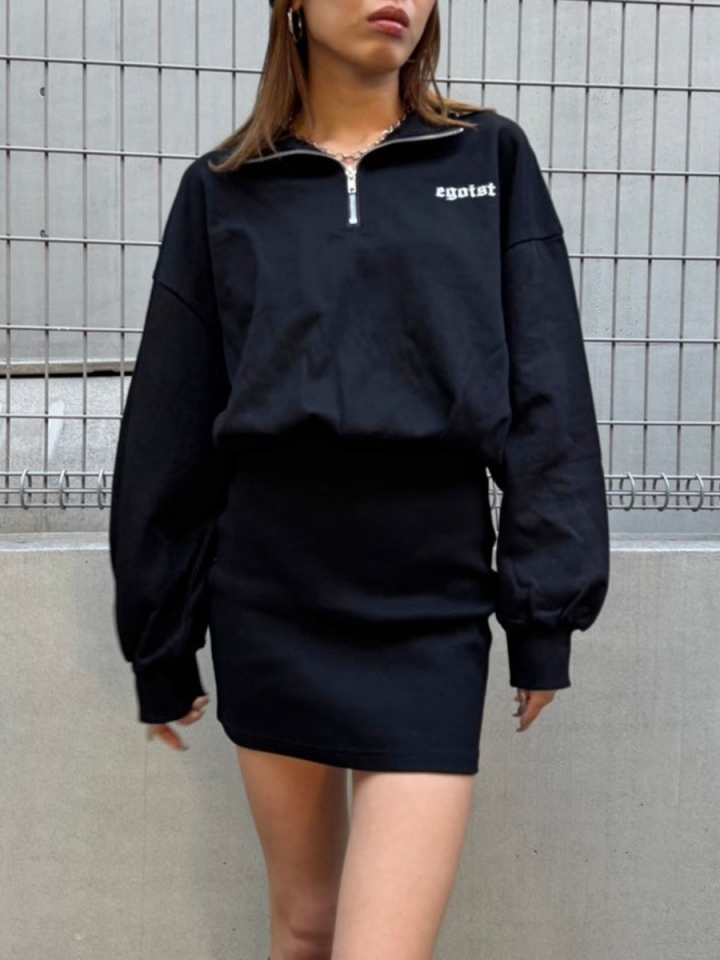 ハーフZIP裏毛ミニワンピース ハーフZIP裏毛ミニワンピース