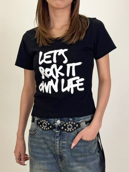 手書き風ロゴTシャツ–