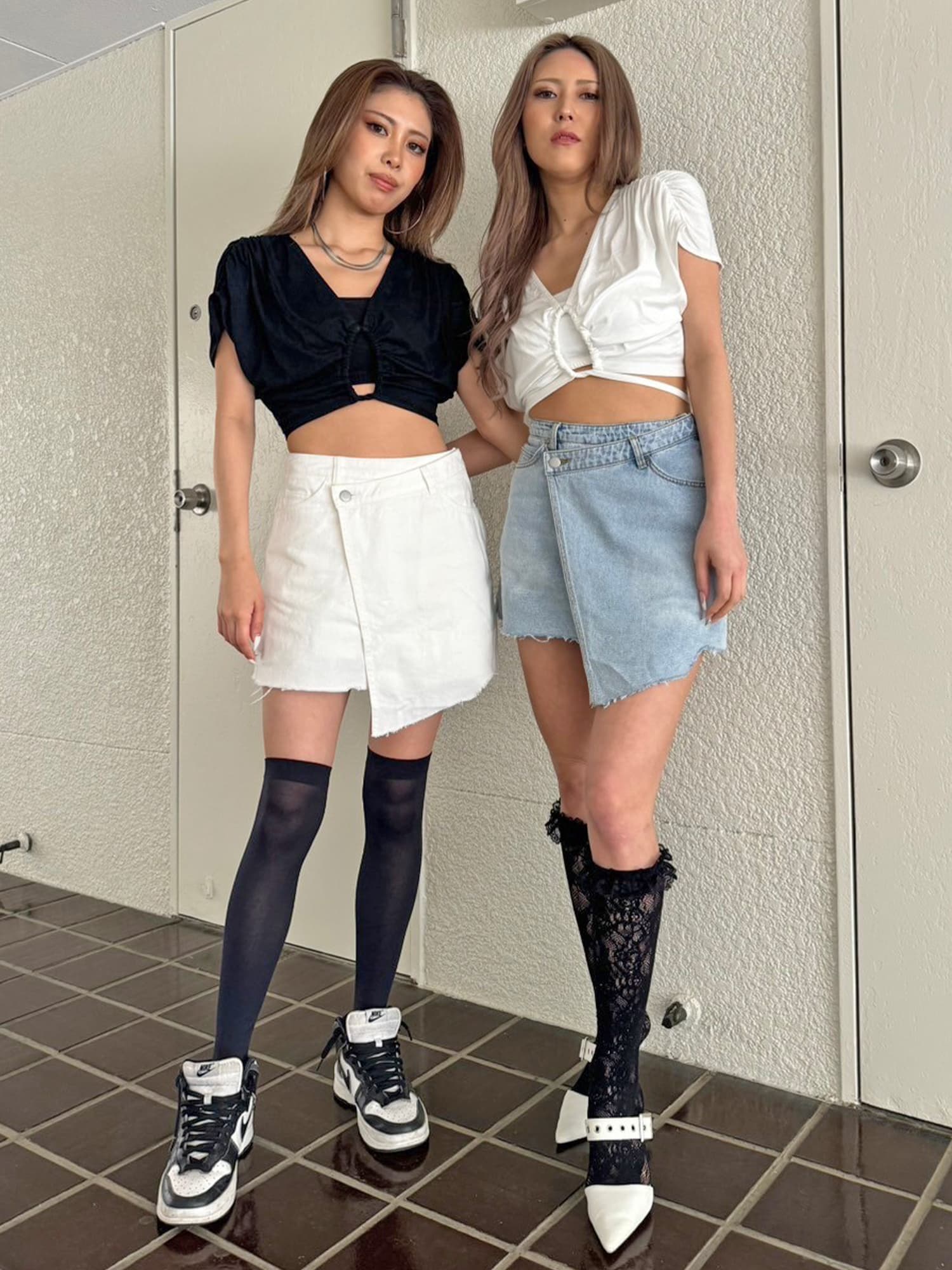 ラップデニムミニスカート–