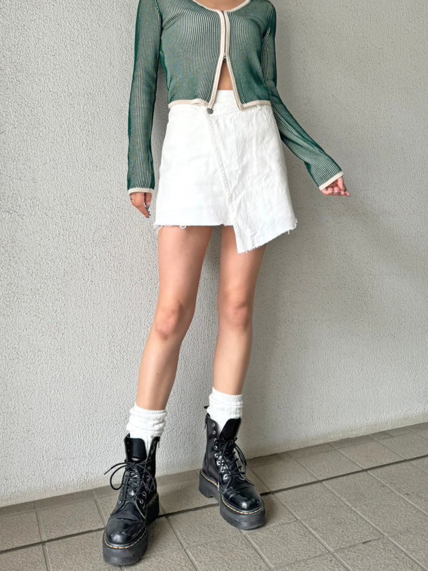 ラップデニムミニスカート–