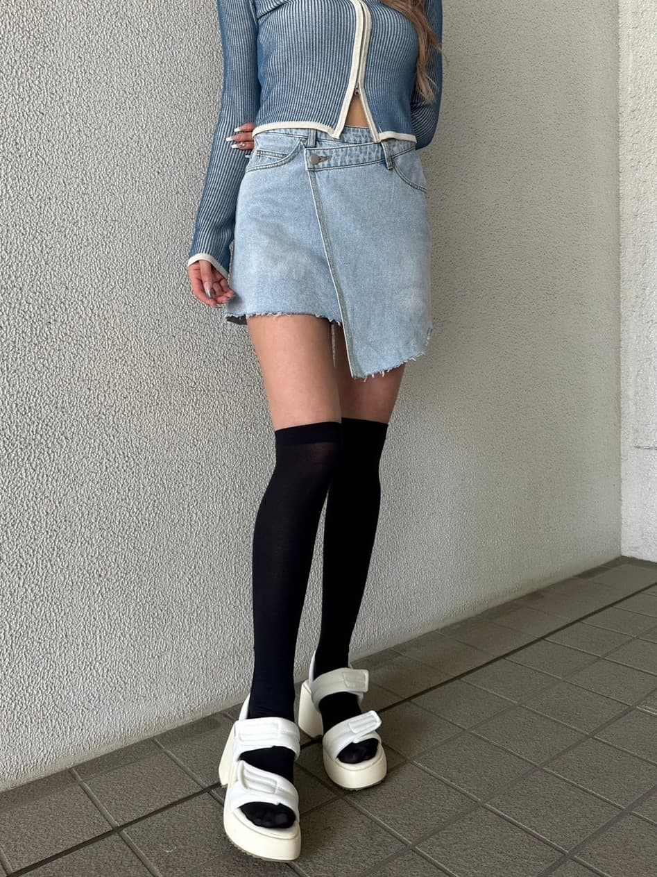 ラップデニムミニスカート–