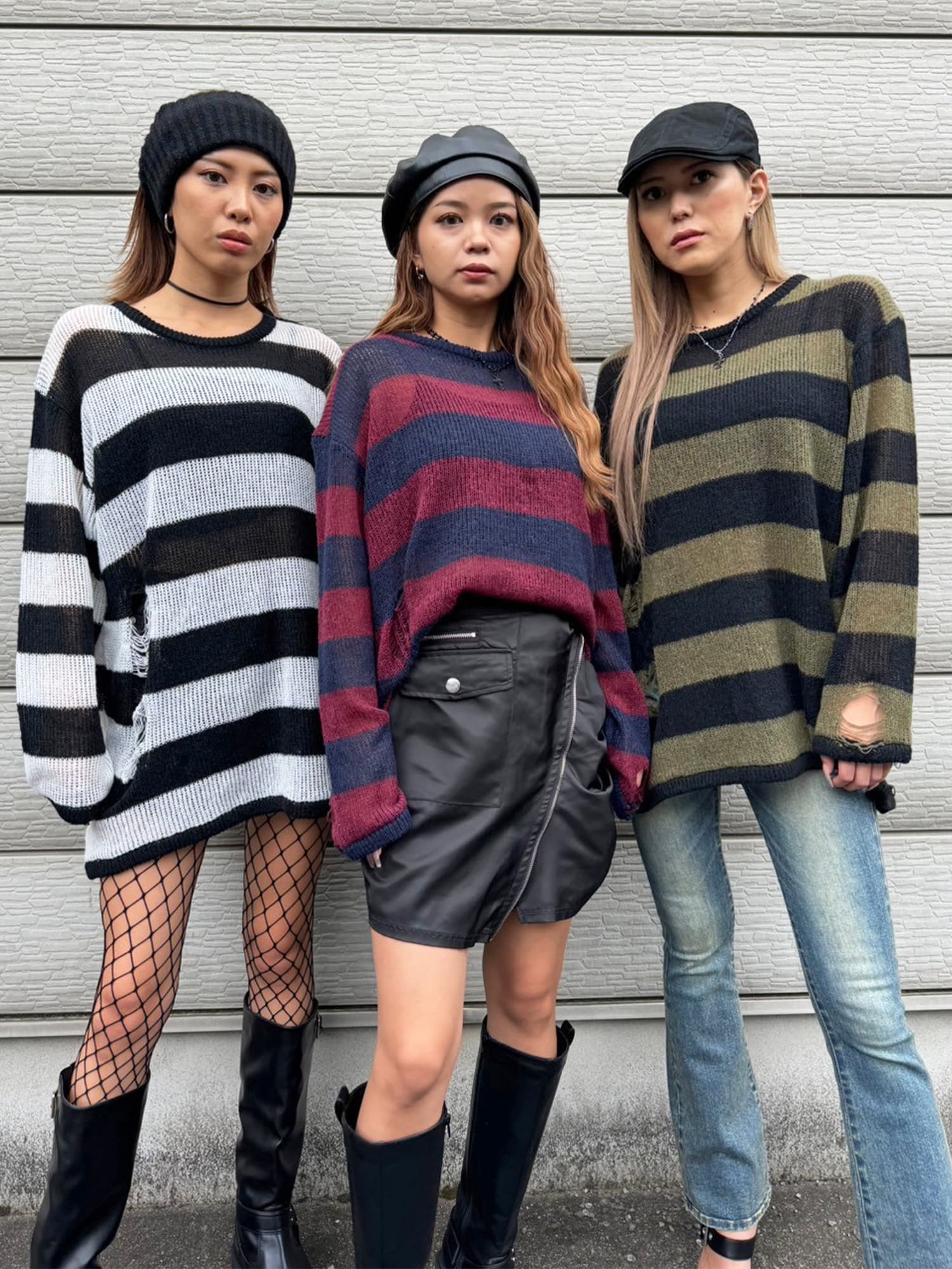 ダメージボ-ダーニットトップス–