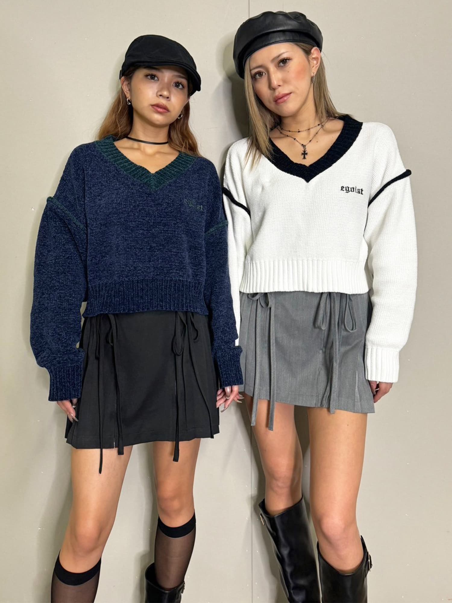 リボンプリーツミニスカート–