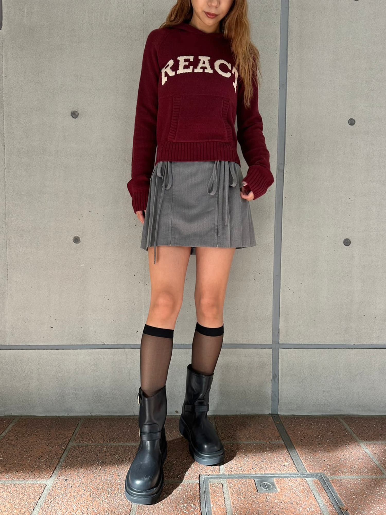 リボンプリーツミニスカート–