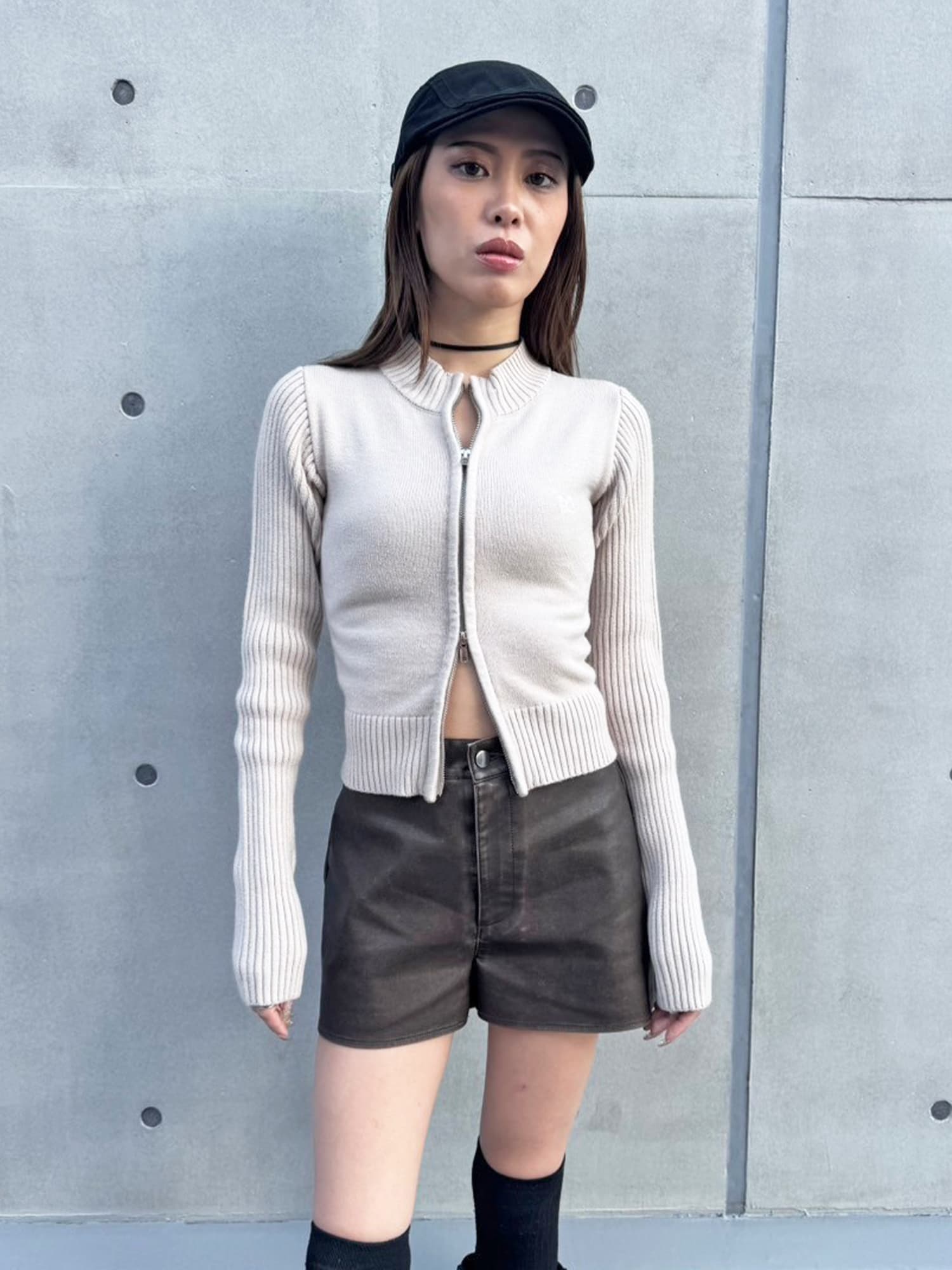2パターン編地デザインニットTOP–