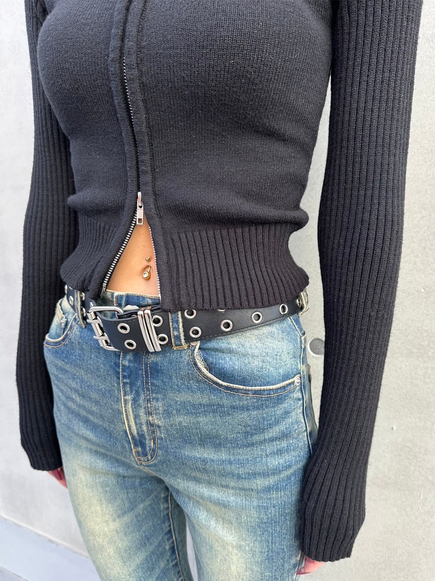 2パターン編地デザインニットTOP–