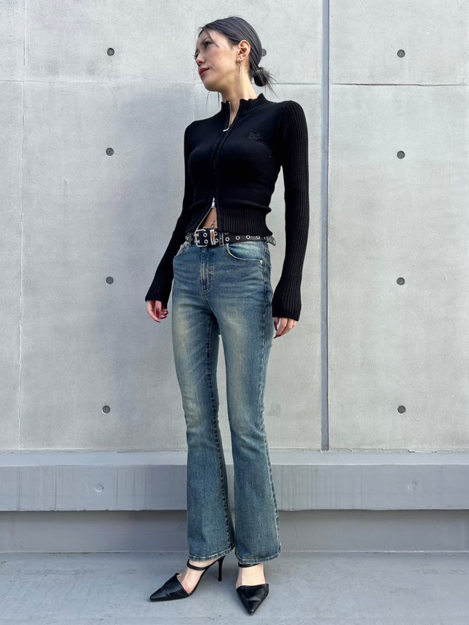 2パターン編地デザインニットTOP–